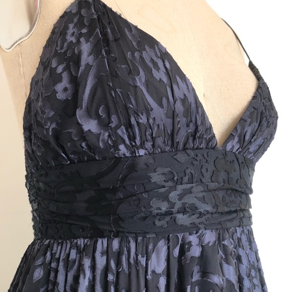 Milly of New York Black Grey Burnout Spaghetti Strap Babydoll Dress 90s Y2K Sz 4 - Picture 6 of 13